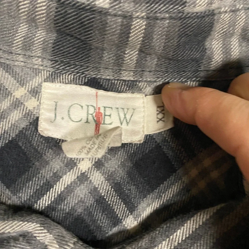 J.Crew Oarsman Flannel Shirt Mens XXL Black Grey Plaid Long Sleeve Pockets
